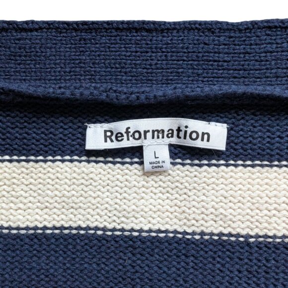 Reformation Zola Sweater Vest Cotton Blue Cream Stripes Buttons Women's Large - Picture 10 of 15